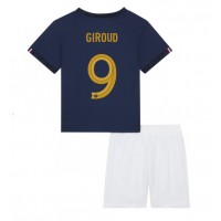Frankrike Olivier Giroud #9 Replika babykläder Hemmaställ Barn VM 2022 Kortärmad (+ korta byxor)